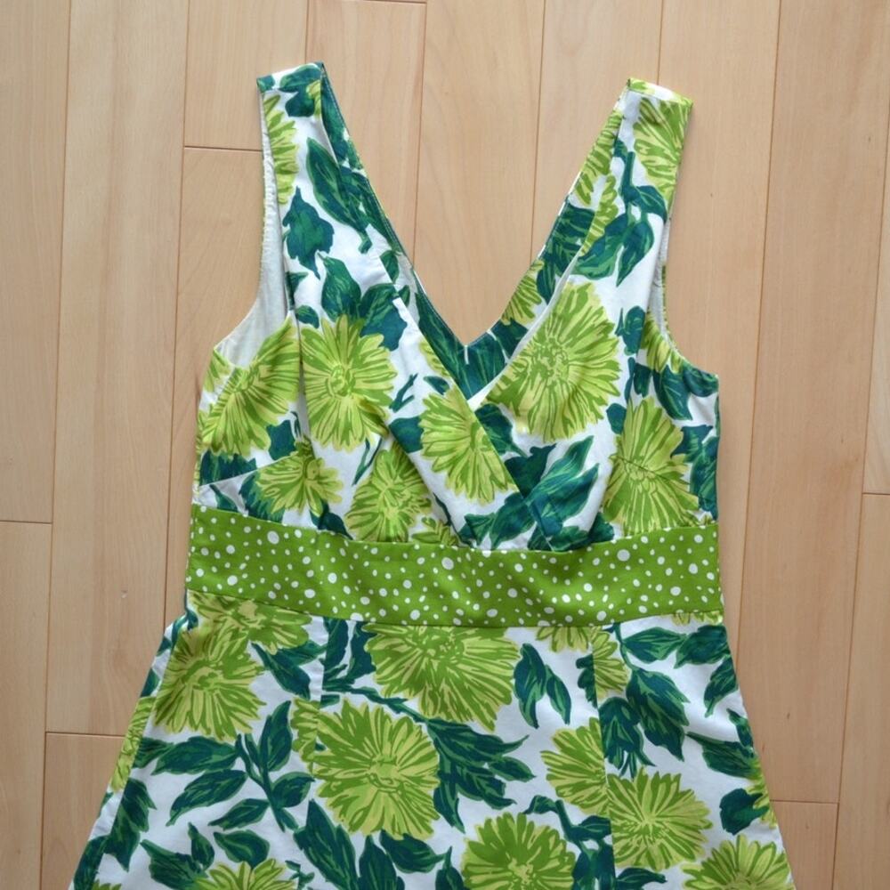 Boden Midi A-Line Sleeveless Dress Green Floral Print Size 6 - Picture 2 of 4